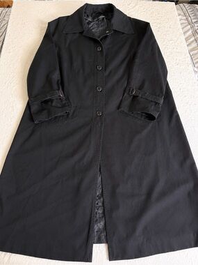 Women's Black Long Sleeve Button-Front Trench Dress